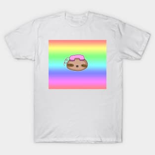 Telephone Sloth Face - Rainbow Pastel T-Shirt